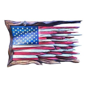 New Eco-friendly Independence Day American Flag Wooden Three-Dimensional Square Wall Mounted Pendant <strong>Retro</strong> <strong>Decorative</strong> - Product Image 5