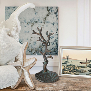 Décor de table <span class=keywords><strong>mural</strong></span> en fonte Produit artisanal en métal utilisé comme <span class=keywords><strong>porte</strong></span>-bijoux pour bagues et colliers Décoration murale en accent corail - Product Image 2