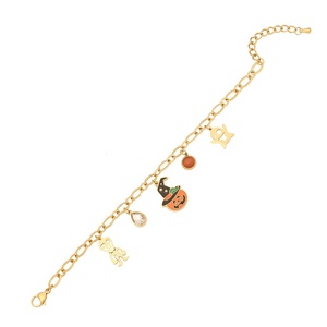 Joyería de moda de acero inoxidable Halloween calavera calabaza collar pulsera Earnail Set <span class=keywords><strong>accesorios</strong></span> para mujeres - Product Image 2