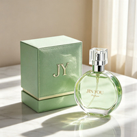 Flacon de parfum rond en verre de luxe personnalisé de 30 ml, 70 ml, 100 ml avec pompe pulvérisatrice, impression sérigraphique, emballage écologique et étanche