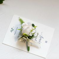 Bunga Mawar Buatan Tangan dari Kain untuk Hari Bumi, Boutonniere untuk Pengiring Pria, Pengantin Pria, Pengantin Wanita, dan Pengiring Pengantin, Bunga Pergelangan Tangan