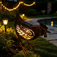 Sculpture d'oiseau minimaliste en métal rouillé à énergie solaire, pour décoration extérieure de patio et de jardin, directement de l'usine