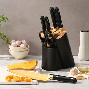 7-Mảnh Thép Không Gỉ Dao Nhà Bếp Thiết Lập Với Cao Su Gỗ Dao Chủ Lớp Phủ Titan Đầu Bếp Santoku Dao Bộ - Product Image 2