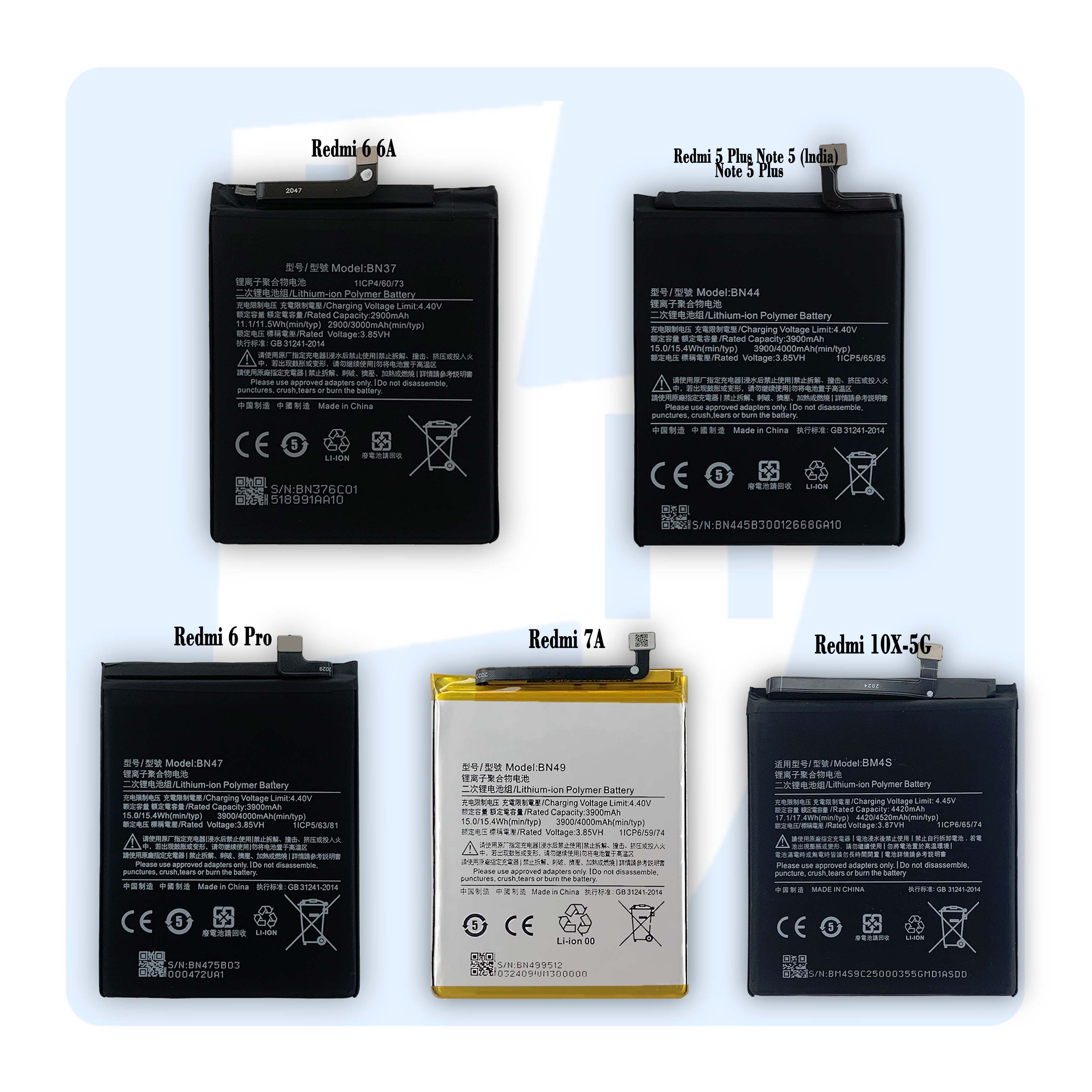 original capacity redmi1 2 3 4 5 6X 7 8 8T 9 9A 9C GO PRO K20 K30 K40 rechargeable battery for redmi 10X