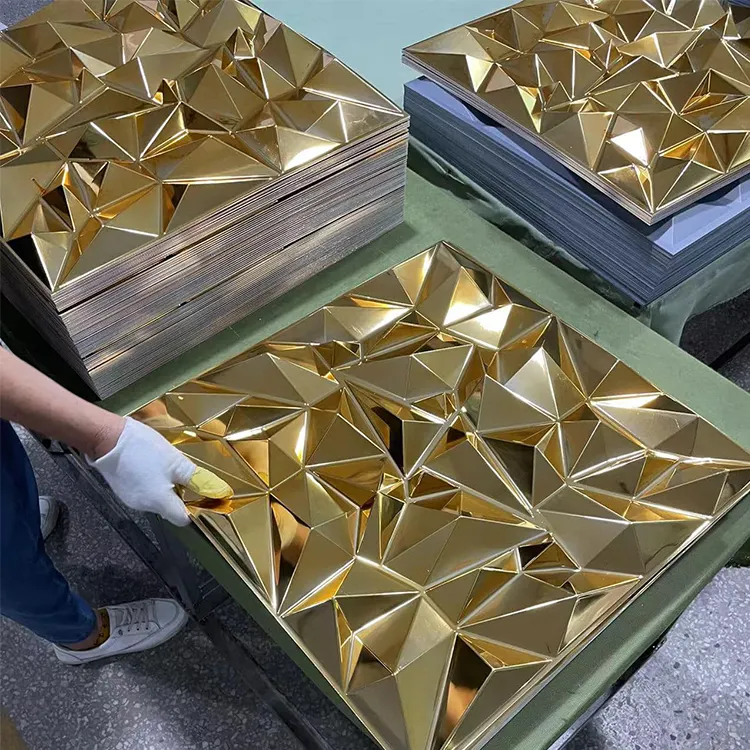 Wholesale eco-friendly pvc wallpaper easy to install gold diamond design pvc interior wall panel 3d/board