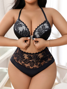 Ensembles de <span class=keywords><strong>lingerie</strong></span> en dentelle de polyester sexy grande taille pour femmes soutien-gorge push-up Convertible crochet complet accessoires intimes à armatures - Product Image 3