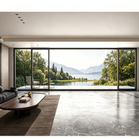 Fenêtres coulissantes étroites minimalistes, vue panoramique, cadre en alliage d'aluminium extrêmement fin, robuste, avec double vitrage
