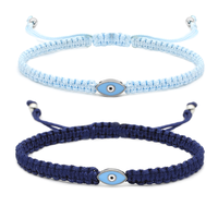 Nouveau bracelet tressé réglable en acier inoxydable avec charme œil du mal pour femmes et hommes