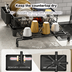 Single Layer Modern Kitchen Storage <strong>Rack</strong> Holder Metal Sink Standing Expandable Dish Drainer Easy Installation Dish Drying <strong>Rack</strong> - Product Image 4