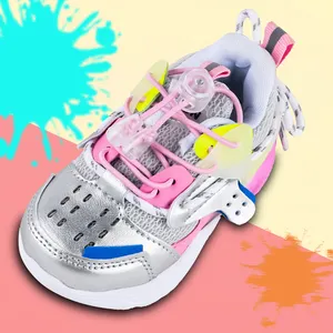 Venta al por mayor zapatos babyboys-Zapatillas ligeras a la moda para niños y niñas, zapatos plateados para bebés