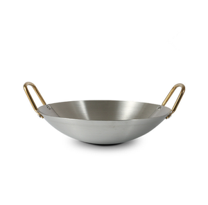 Wok de Acero Inoxidable DFW01 de 24cm, 26cm, 28cm y 30cm, Multi Tamaño, Estilo Chino, con 2 Asas Doradas, Venta al Por Mayor - Product Image 1
