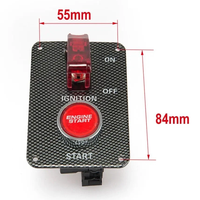 Panneau de commande d'allumage de course en fibre de carbone, interrupteur simple 12V avec LED rouge pour démarrage moteur de voiture de course