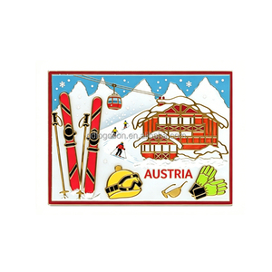 Imán de nevera con forma de esquí, recuerdo de Austria, esmalte metálico, diseño personalizado, recuerdos Dominiti, imanes metálicos, fabricante de regalos turísticos - Product Image 2