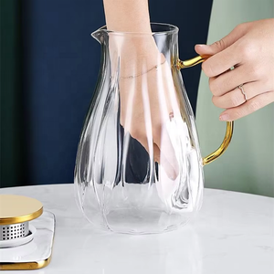 Ketel kaca borosilikat tinggi, set ketel dingin dengan tutup baja tahan karat, kendi air kaca tahan panas