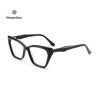Lunettes de vue Flowerfour M207Q Black Cat Eye pour hommes, femmes, unisexe, montures optiques en acétate, lunettes de mode pour adultes