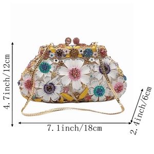 Bolso de Noche Elegante para Mujer con Diseño Floral Esmaltado, Cartera de Mano Brillante con Cristales para Fiesta, Boda o Salida Nocturna - Product Image 2
