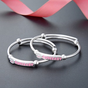 2Pcs Thiết Lập Dễ Thương Bé Tinh Khiết Bạc Vòng Đeo Tay S999 Sterling Bạc Vòng Đeo Tay Cho Bé Gái Và Bé Trai - Product Image 4