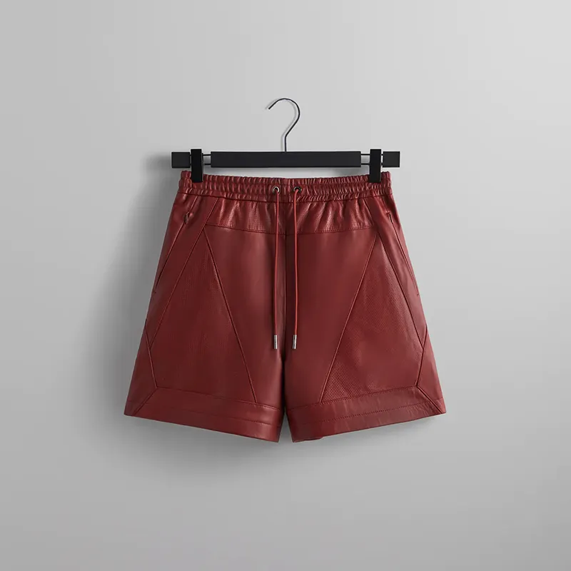 OEM high quality fashion premium designer custom label men business and casual style shorts pu leather cargo shorts