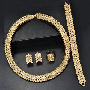 New Arrival Classic Copper Bridal Jewelry <b>Sets</b> <b>Women</b> Necklace Earrings <b>Ring</b> Bracelet Zircon Geometric Anniversary Gift - Product Image 4