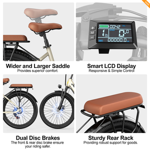 Vélo électrique à cadre basse 250W 36V 13Ah, autonomie 75KM, livraison rapide depuis l'entrepôt UE, déverrouillage NFC intelligent, vélo de <span class=keywords><strong>ville</strong></span> 7 vitesses - Product Image 6