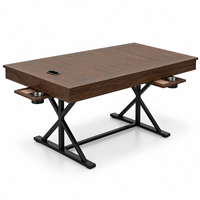 Table de jeu Hanyee en MDF, table à manger, grand espace de jeu, plateau amovible avec tapis de jeu et 6 porte-gobelets et plateau pour loisirs, finition noyer