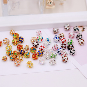 Cuentas de metal con diamantes de imitación de colores, cuentas redondas espaciadoras de 8/10 mm para accesorios de joyería DIY - Product Image 4