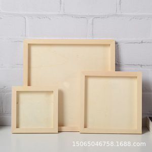 Cadre photo rectangulaire en bois de pin, couleur naturelle, fait main, à suspendre au mur, pour portrait de famille, peinture d'enfants, affichage de certificat - Product Image 2