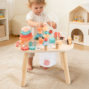 Table d'activités Montessori multifonction en bois, jouet éducatif musical STEM avec labyrinthe à billes et engrenages, vente en gros d'usine OEM ODM - Product Image 2