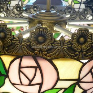 Lustre LED Tiffany style européen en vitrail, 12 têtes, motif fleur de rose, commande tactile, 110V-240V, 2700K blanc chaud, facile à installer - Product Image 6