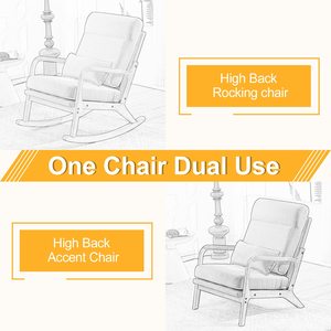 Mid Century Accent Chair with High Backrest Removable Glider Rocker for <strong>Nursery</strong> <strong>Armchair</strong> with Lumber Pillow for Living Room - Product Image 4
