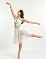 Costume de compétition de ballet contemporain pour femme, blanc, en Spandex/Nylon, orné de strass, avec découpe halter, pour danse artistique numérique sur scène (adulte)