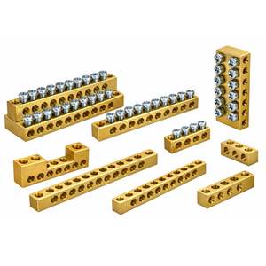 Bloc de bornes neutre en laiton avec vis en acier pour tableau électrique, tableau de distribution et système de mise à la terre - Product Image 1