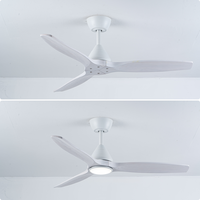 Ventilateur de plafond intelligent 29W DC avec lumière, pales en bois massif réversibles, contrôle WiFi par application, télécommande, intérieur/extérieur