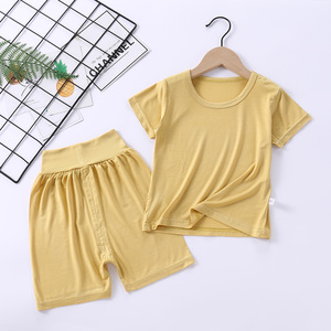Nouveaux ensembles de vêtements décontractés pour garçons d'été, couleurs unies, t-shirt à manches courtes, shorts, 2 pièces, <span class=keywords><strong>pyjama</strong></span> pour bébé <span class=keywords><strong>garçon</strong></span>, ensemble de 2 pièces - Product Image 3