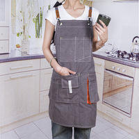 Tablier de cuisine en toile de coton robuste, logo personnalisé, col suspendu, poches pour chef, cuisine, artisanat, barbecue, dessin