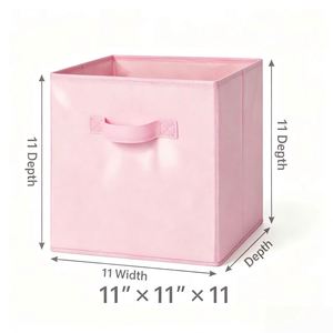Set of 8 Non-Woven Polypropylene <b>Storage</b> <b>Cubes</b> with Faux Leather Handles Fabric <b>Storage</b> Bins for Shelves Closet Toy Clothes - Product Image 2
