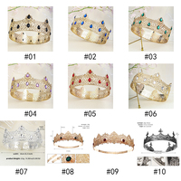 Couronne de Mariage Baroque Luxueuse en Cristal, Couronnes Rondes pour Miss, Diadème de Concours de Beauté, Accessoires de Cheveux de Princesse en Alliage, Vente en Gros