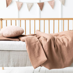Set Sprei Bayi Organik Prancis 100% Linen Hijau Hutan Termasuk Sprei dan Sarung Selimut untuk Tempat Tidur Anak - Product Image 6