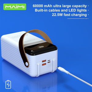 <span class=keywords><strong>Batterie</strong></span> externe Maimi 60000mAh 22.5W avec câbles intégrés et écran LED pour le camping en extérieur - Product Image 2