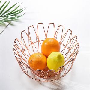 Panier à fruits pliable classique en fil de fer rétractable avec fonction de drainage, rangement domestique portable - Product Image 5
