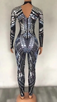 Combinaison scintillante pour femmes, justaucorps de danse élégant, vêtements de Performance de scène pour femmes, Sexy, Club, fête, moulante, combinaison une pièce