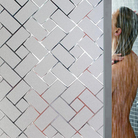 Film PVC Herringbone Anti Ledakan Dekoratif Statis Berlapis Es Tebal 0.15mm Tanpa Lem Ramah Lingkungan Modern untuk Ruang Tamu Hotel