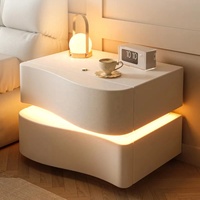 Nordic Cream Wind Chambre Salon Petite Table de chevet Table d'appoint avec charge LED Lumières Bluetooth
