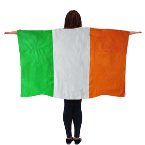 Poliéster ligero 5x3fts Irlanda cuerpo capa <span class=keywords><strong>bandera</strong></span> volando <span class=keywords><strong>verde</strong></span> blanco naranja impreso con mangas de brazo - Product Image 1