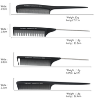 Sisir Potong Rambut Lipat Anti Statis 30 Styles Salon, Gigi Halus, Plastik, Model Rat Tail, Hitam