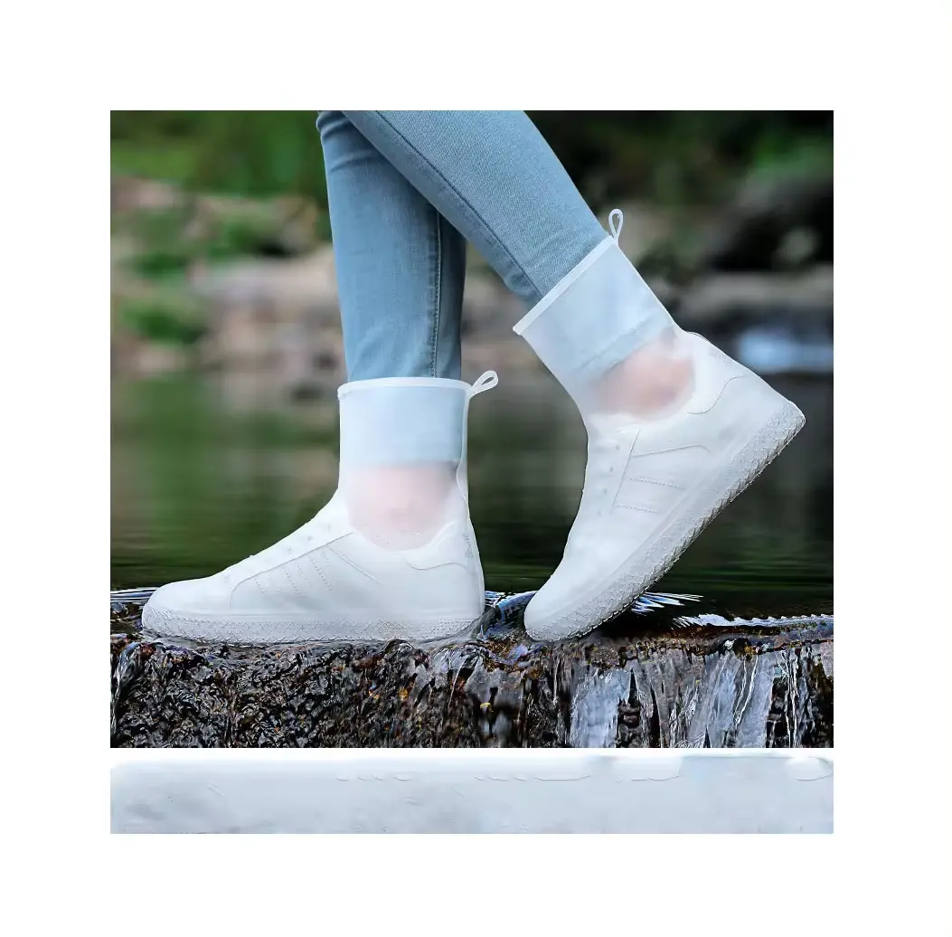 بسعر الجملة المنخفض، احذية من اللاتكس قابلة لإعادة الاستخدام، مقاومة للمطر، ضد الانزلاق، مصنوعة من السيليكون، مناسبة لكل من الرجال والنساء