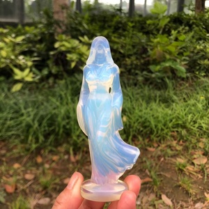Artisanat en cristal naturel, figurine de sorcière en jade Xiuyan, sculpture en pierre précieuse, pierre de guérison, statue de déesse en opalite pour la décoration et le Feng Shui - Product Image 3