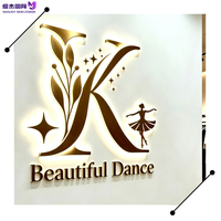 Lettres LED 3D en acier inoxydable sur mesure de haute qualité avec éclairage halo inversé, logo mural commercial, décoration intérieure pour entreprises