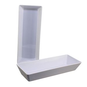 Plateau rectangulaire long en mélamine blanche pour hôtel avec logo personnalisé, plateau de buffet réutilisable, vaisselle - Product Image 1