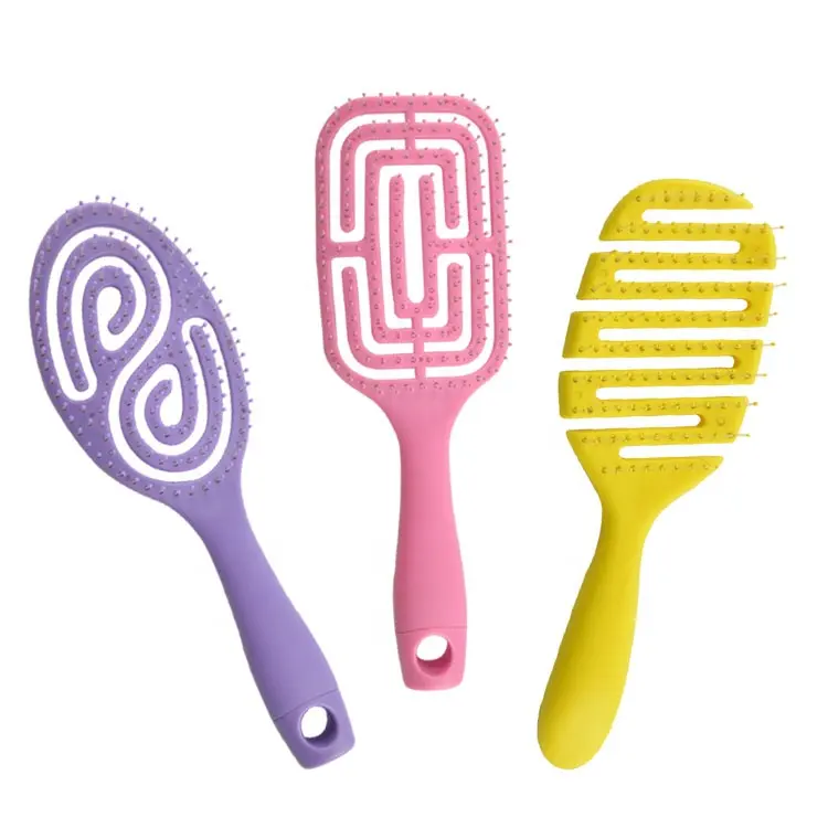 NEW Wholesale Hot Selling Eco-friendly Custom Color Waterproof Massage Plastic Portable ABS Pink Detangling Hair Brush